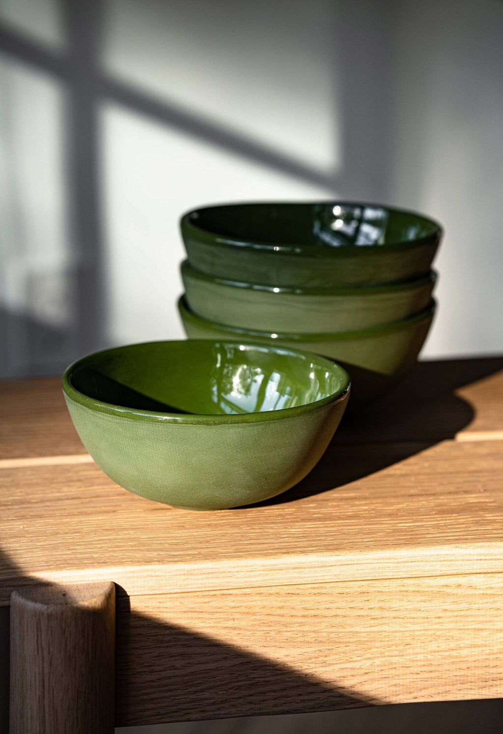 Handmade Porcelain Bowl, Sage Green, detail view