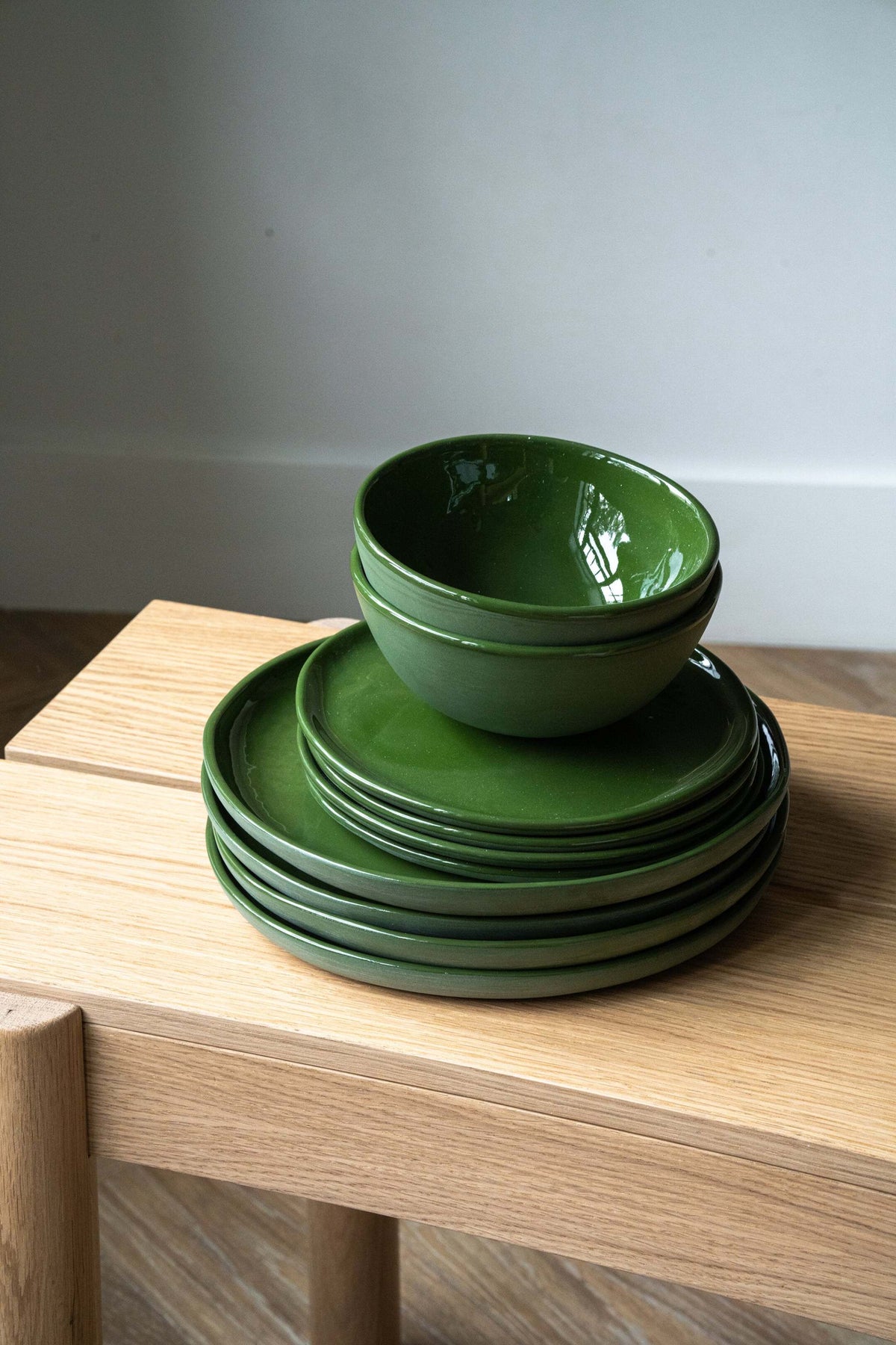Handmade Porcelain Plates, Sage Green