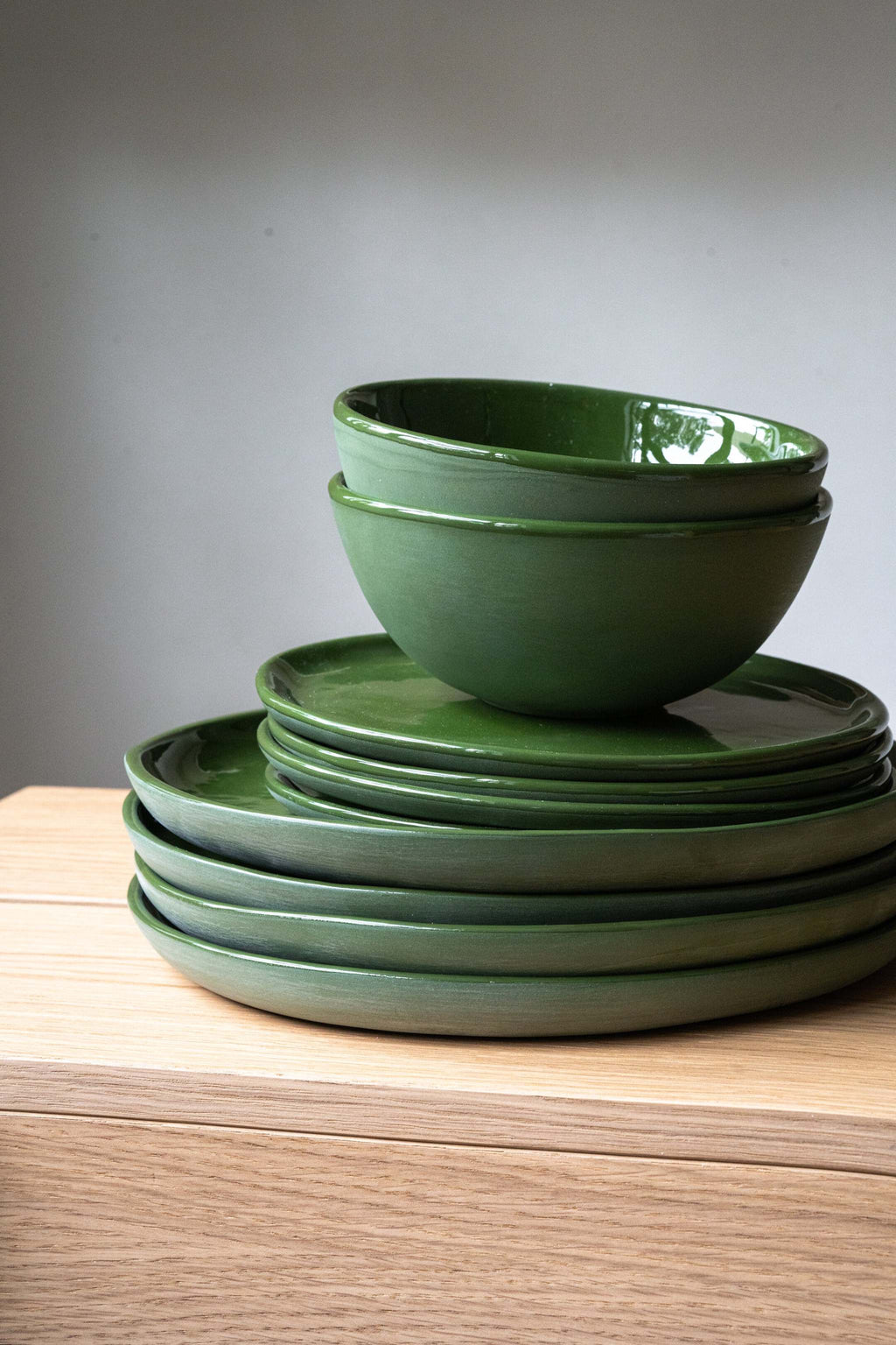 Handmade Porcelain Plates, Sage Green