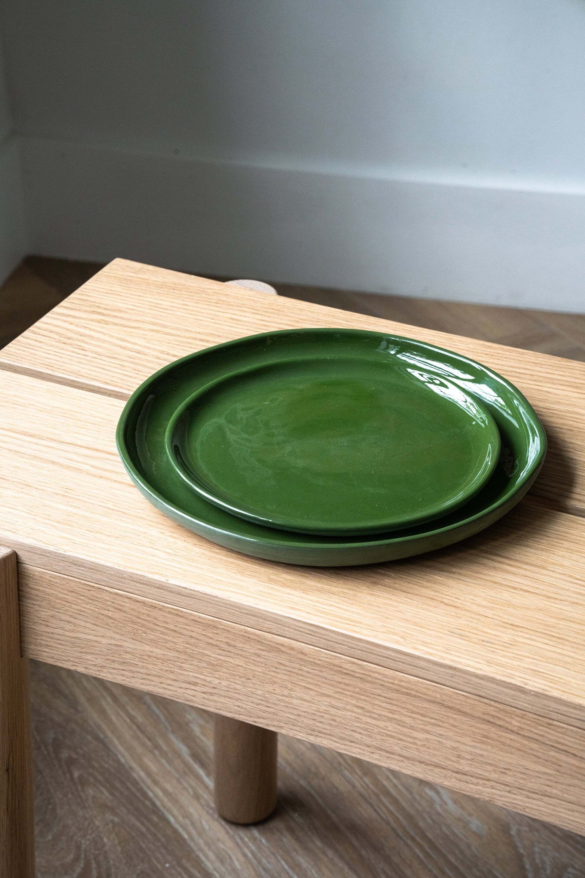Handmade Porcelain Plates, Sage Green, another angle