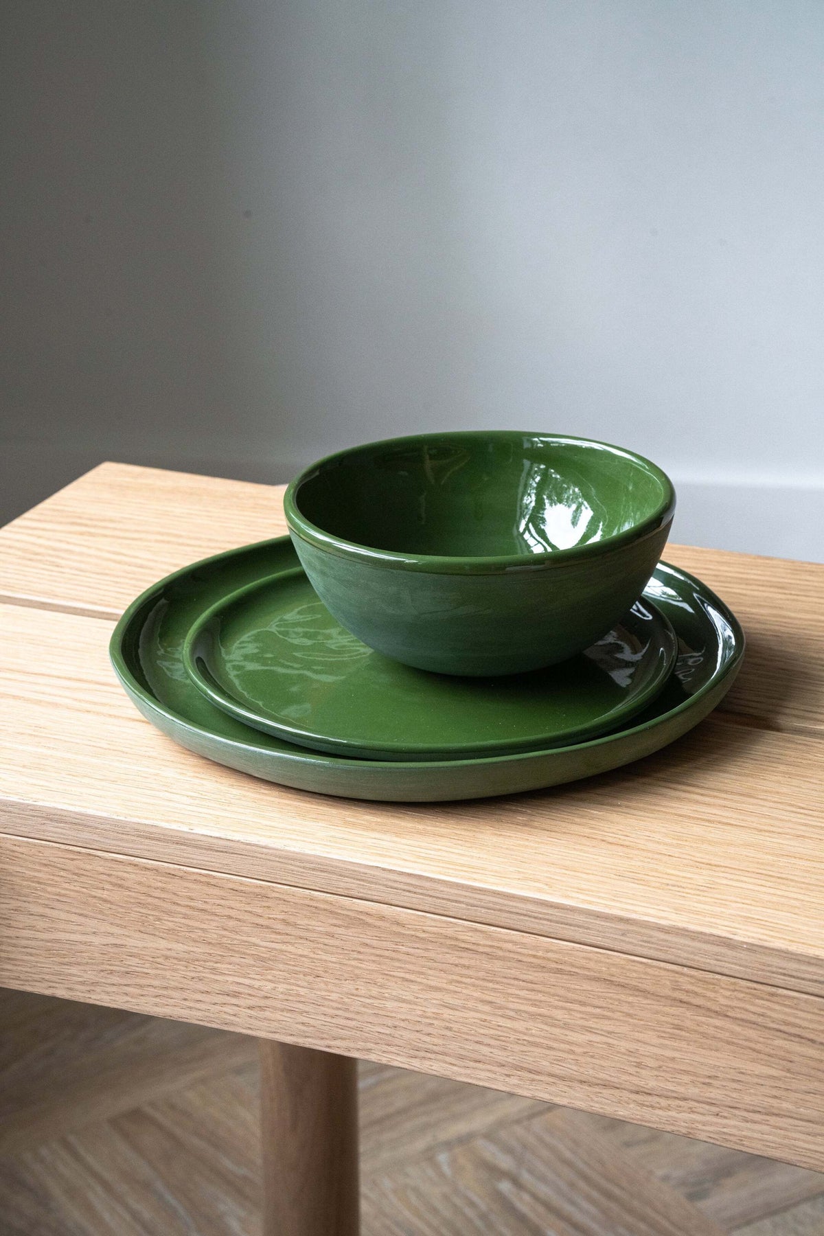 Handmade Porcelain Plates, Sage Green