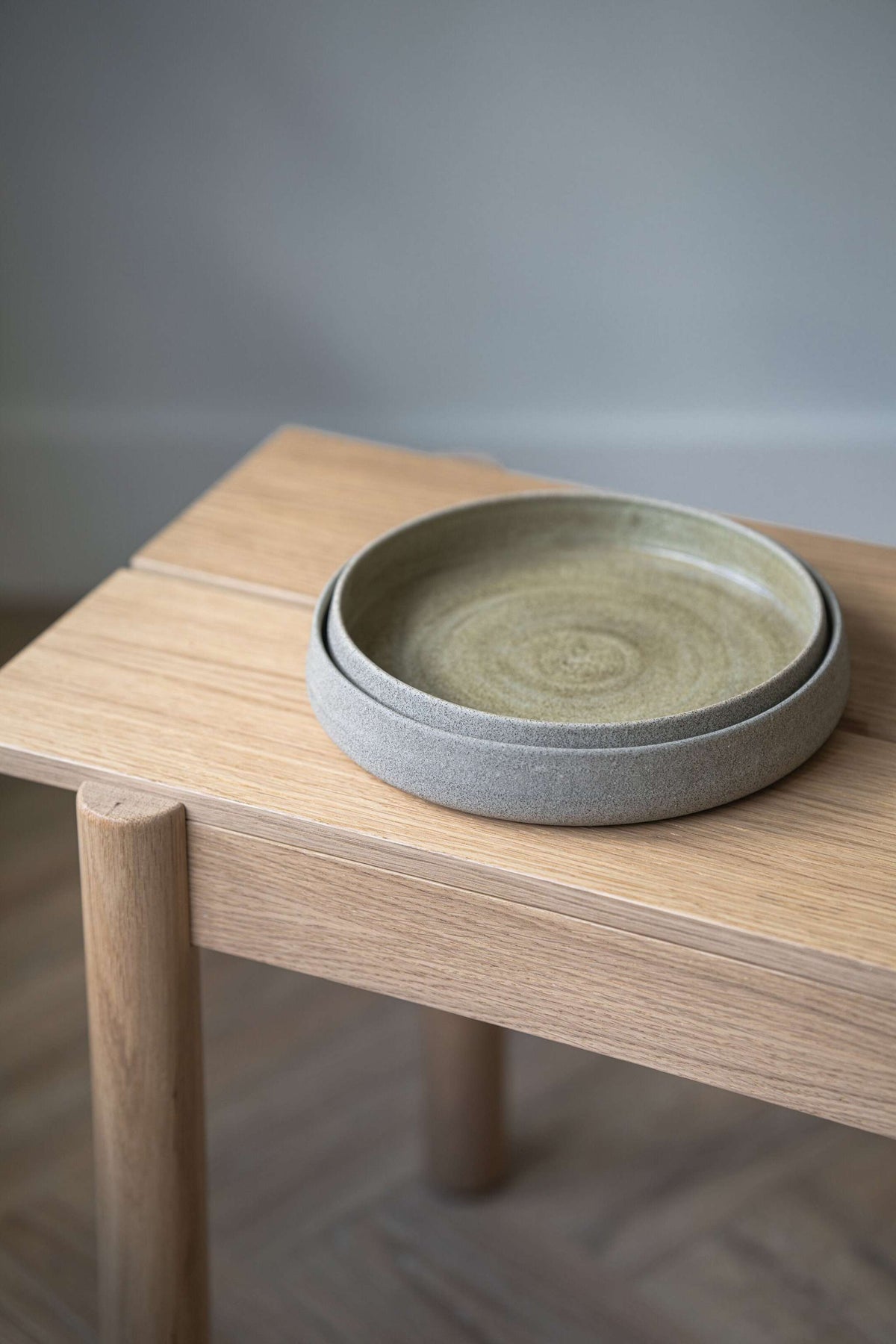 Concrete Stoneware Dinner Plate, High Sides