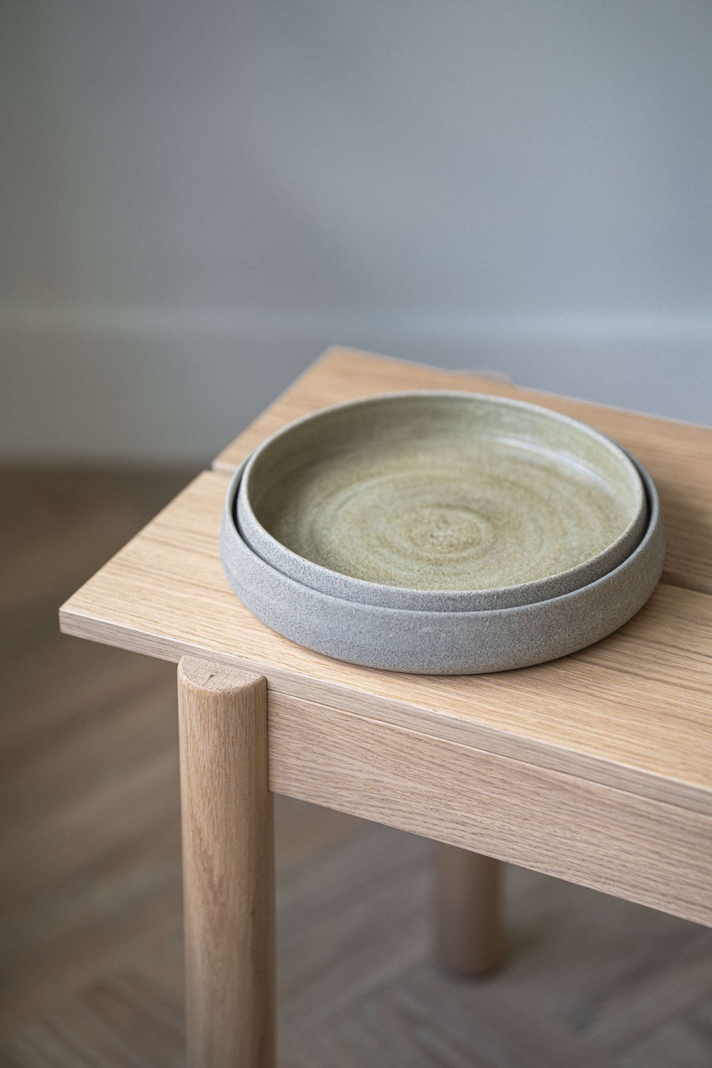 Concrete Stoneware Salad Plate, High Sides, another angle