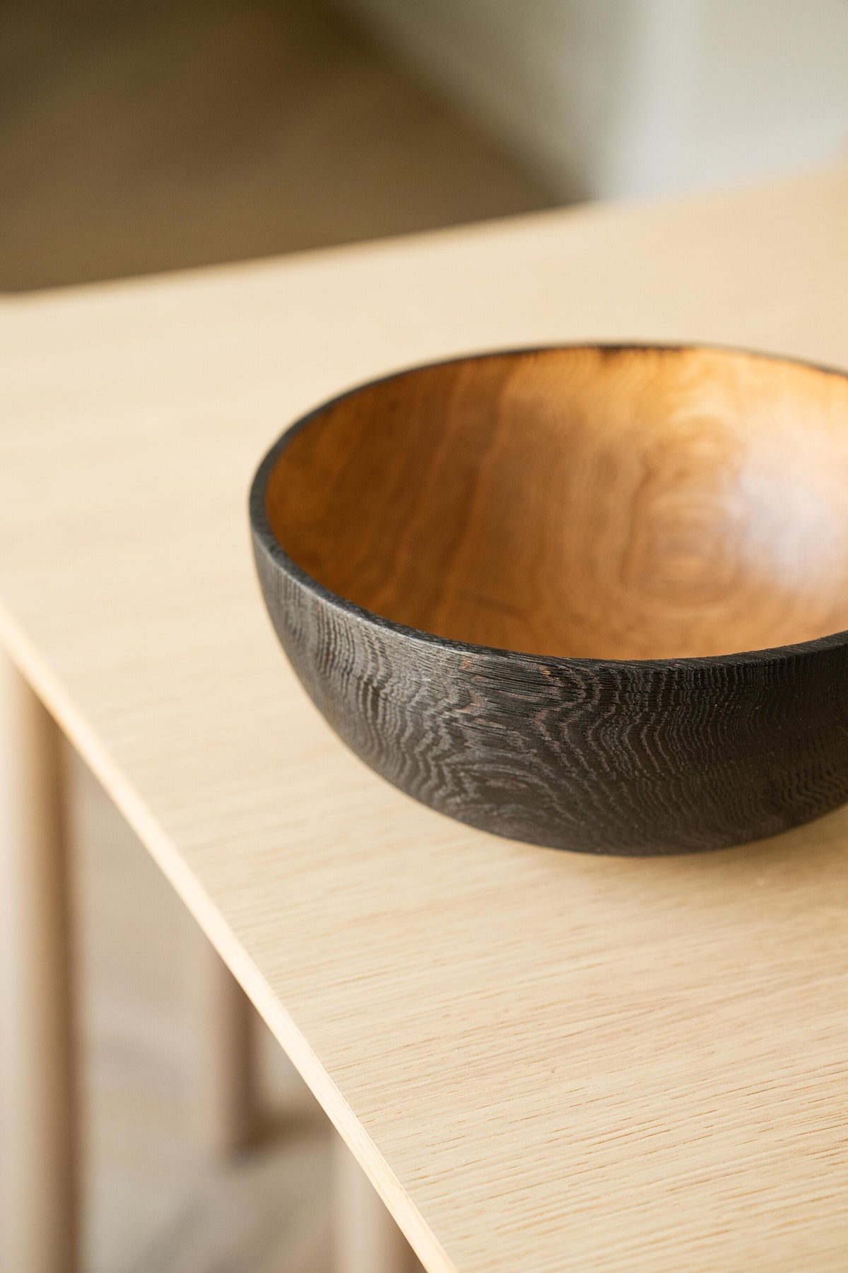 Half-Charred Wood Bowl, Large, another angle