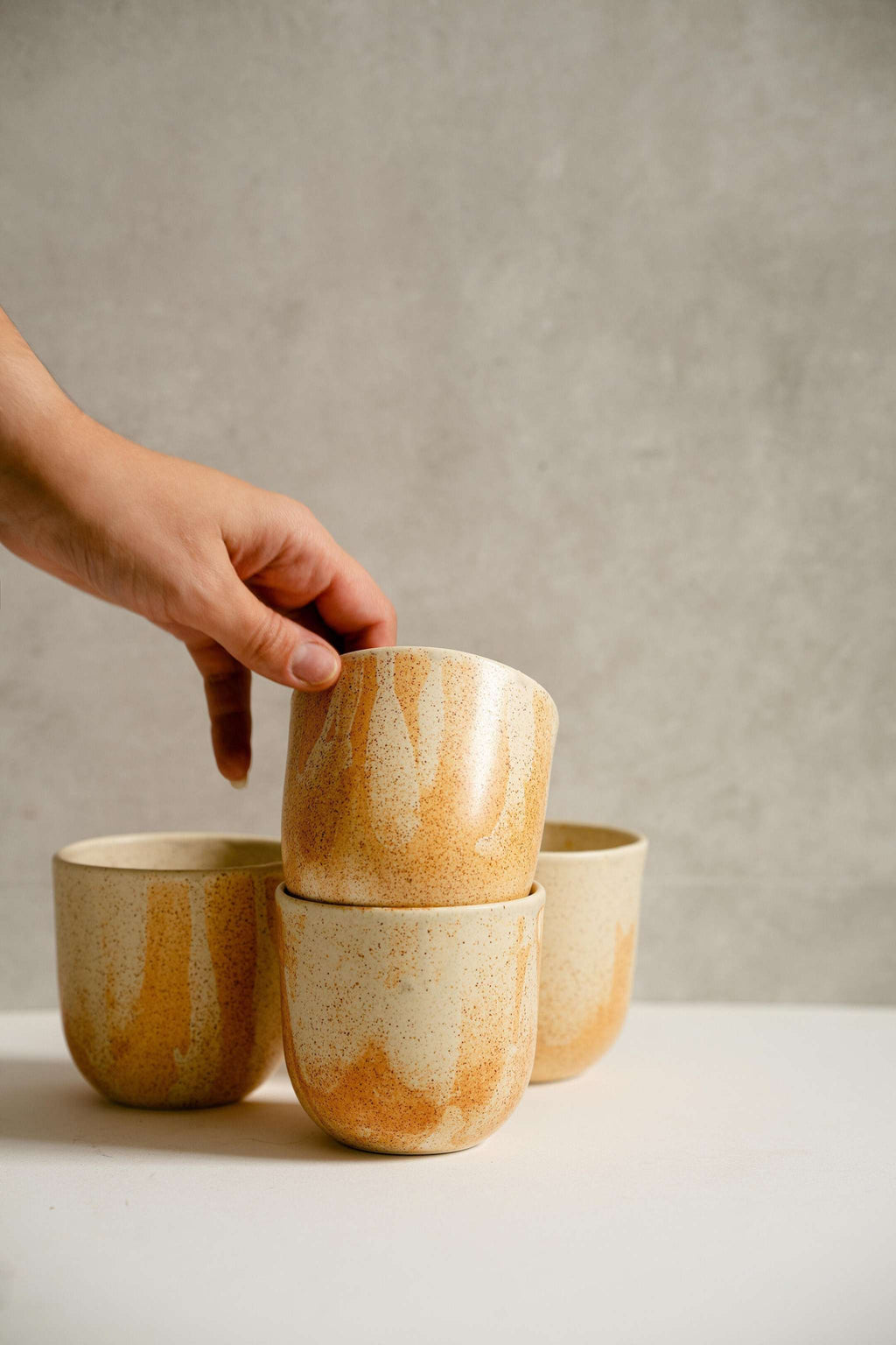 Beige Stoneware Coffee Cup, another angle