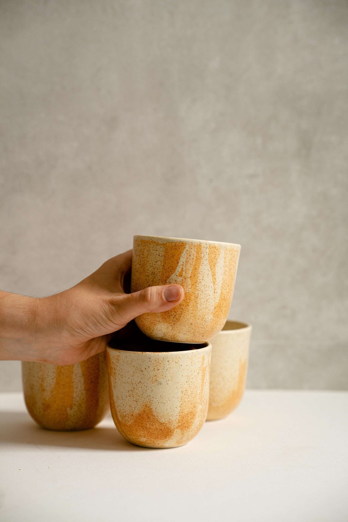Beige Stoneware Coffee Cup, view 7