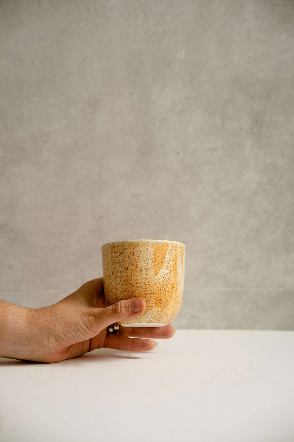 Beige Stoneware Coffee Cup