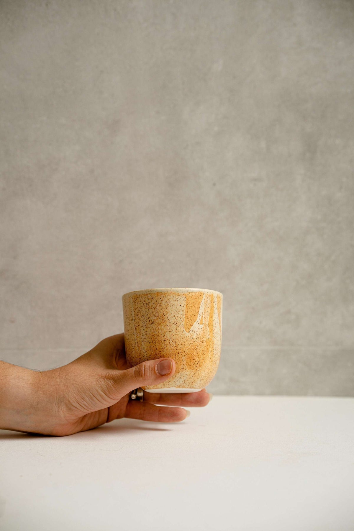 Beige Stoneware Coffee Cup