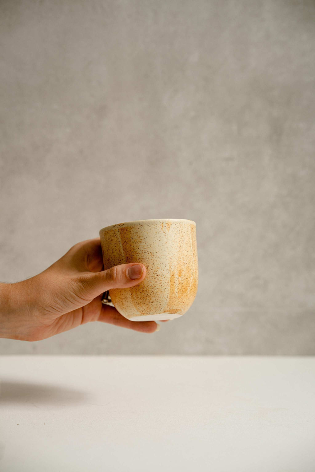 Beige Stoneware Coffee Cup