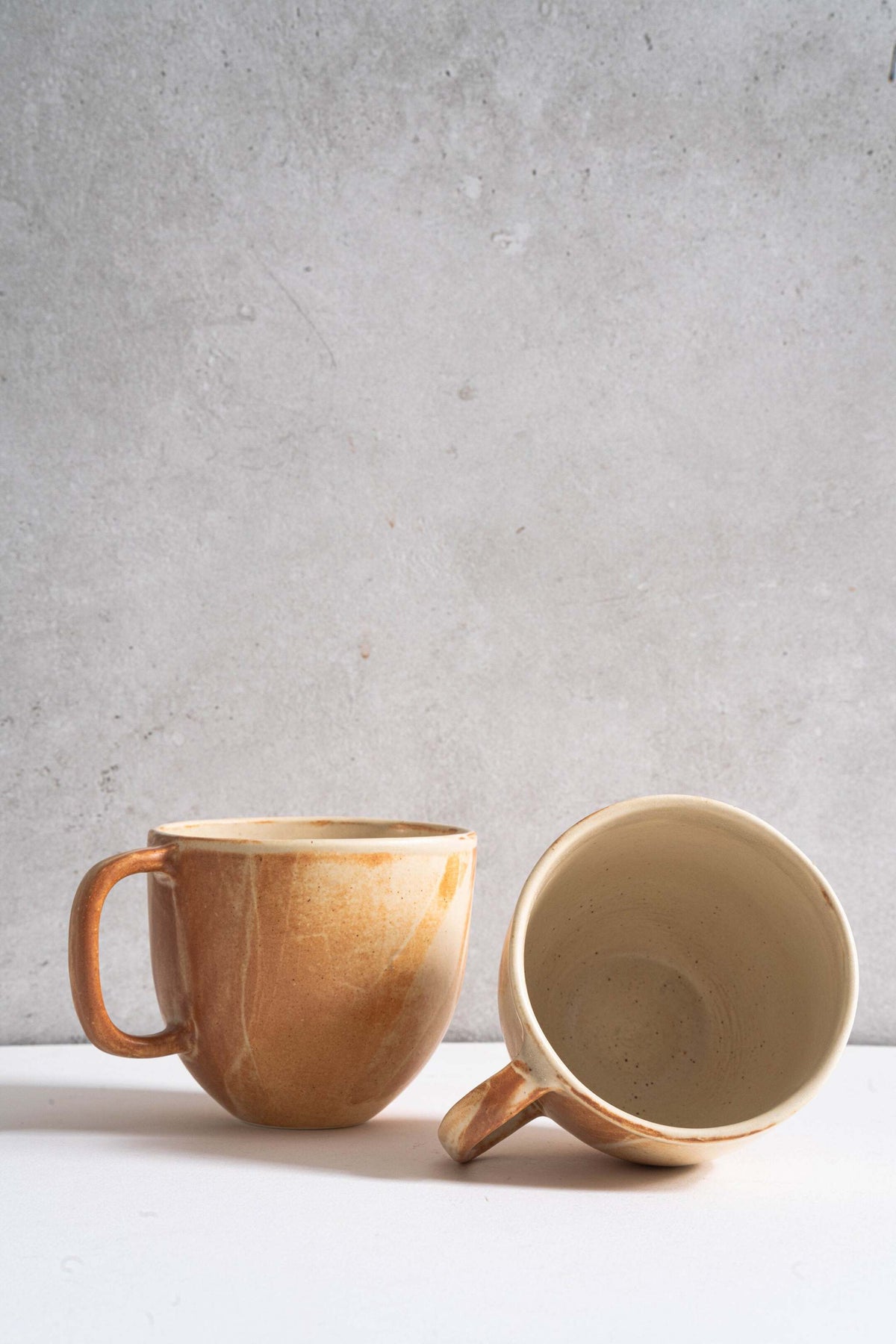 Beige Stoneware Coffee Mug, another angle