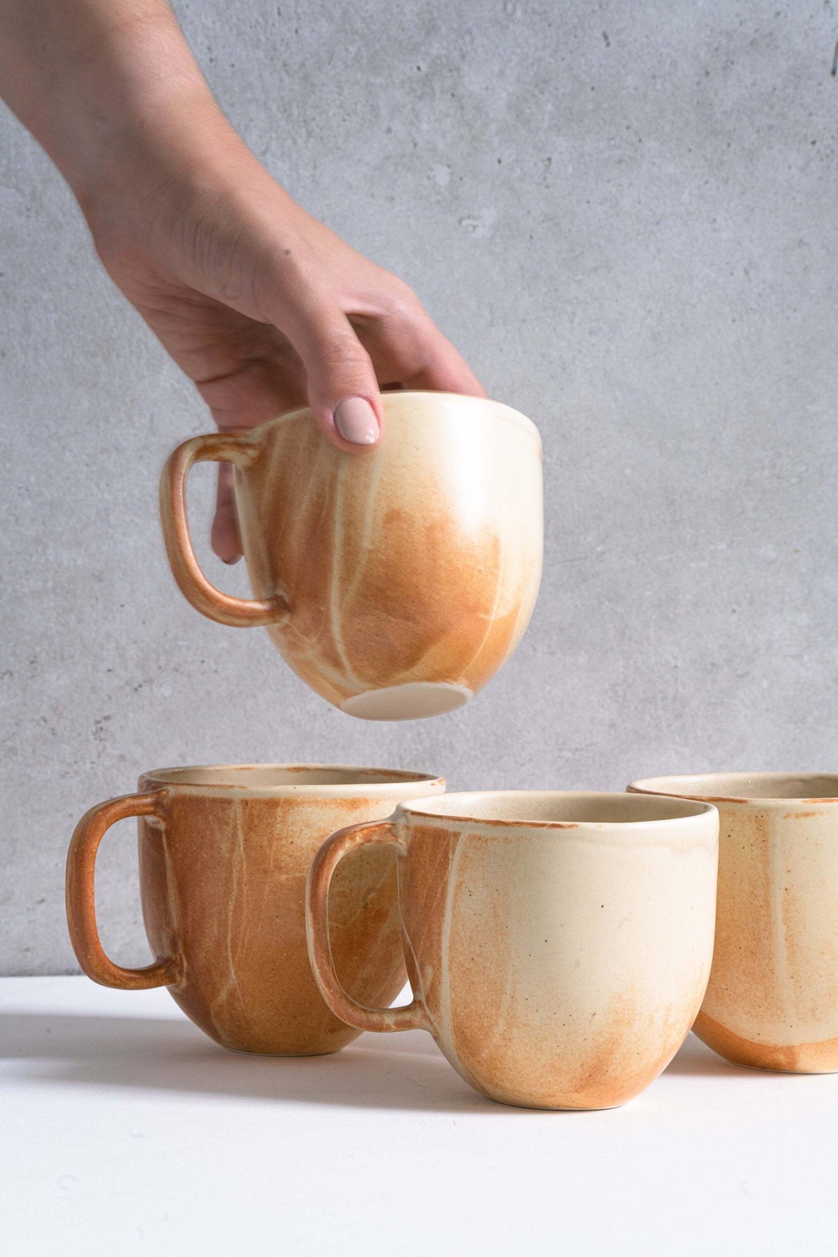Beige Stoneware Coffee Mug, view 5