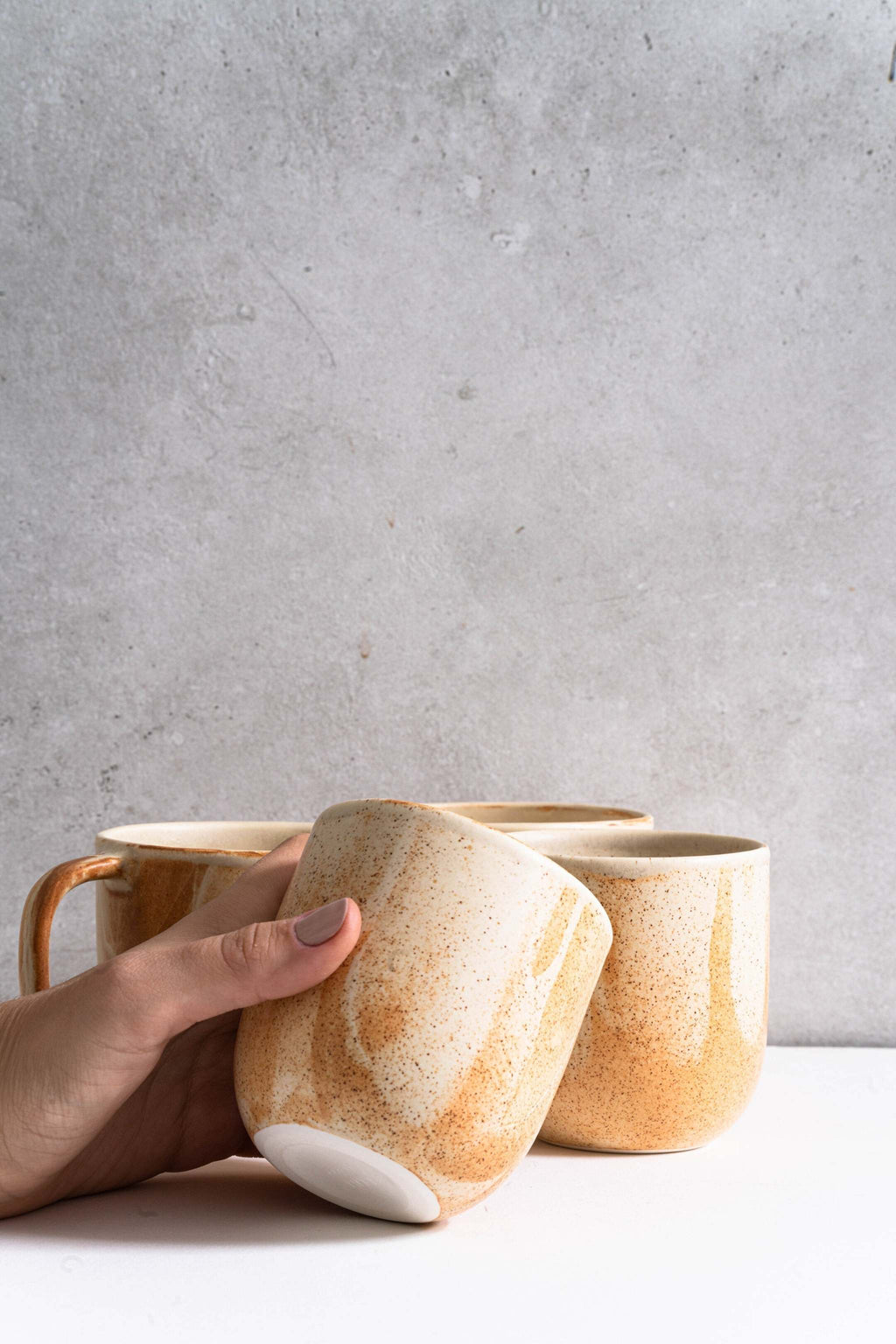 Beige Stoneware Coffee Cup, alternate view
