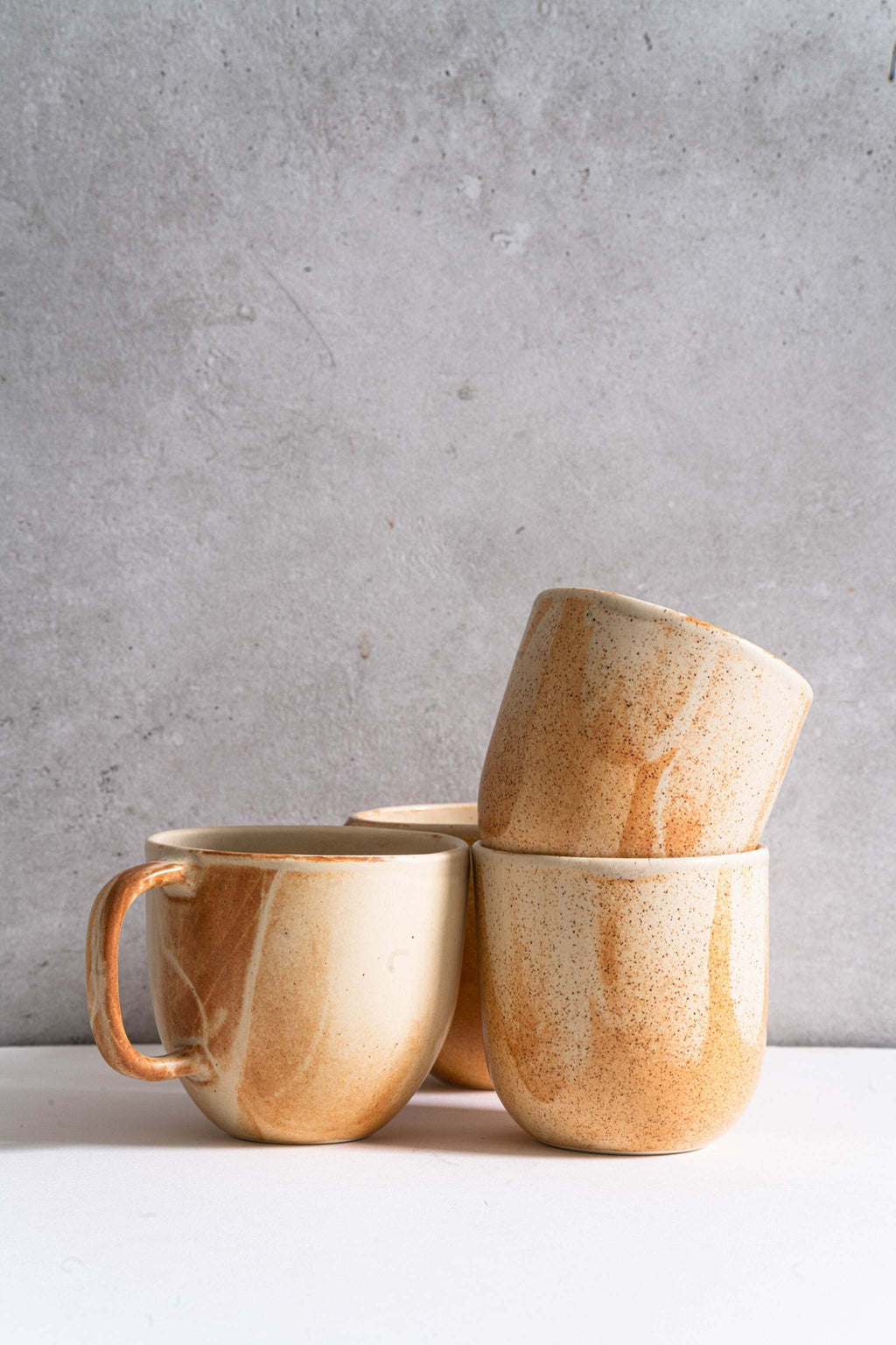 Beige Stoneware Coffee Cup, detail view