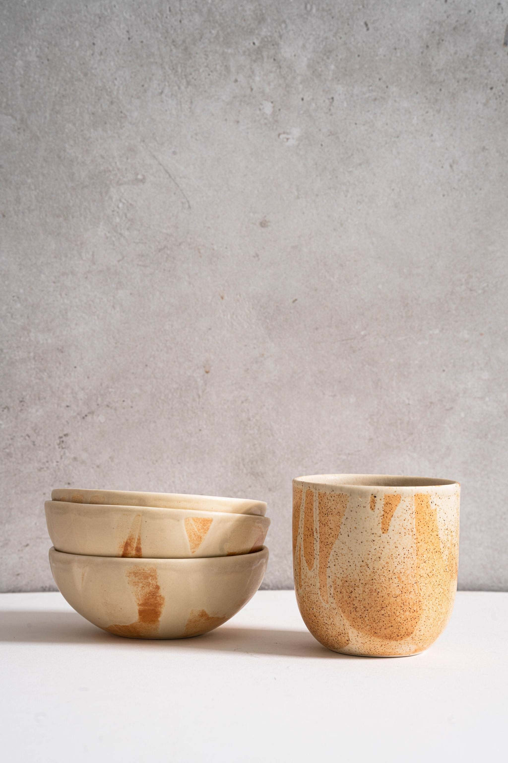 Beige Matte Stoneware Bowl, view 7