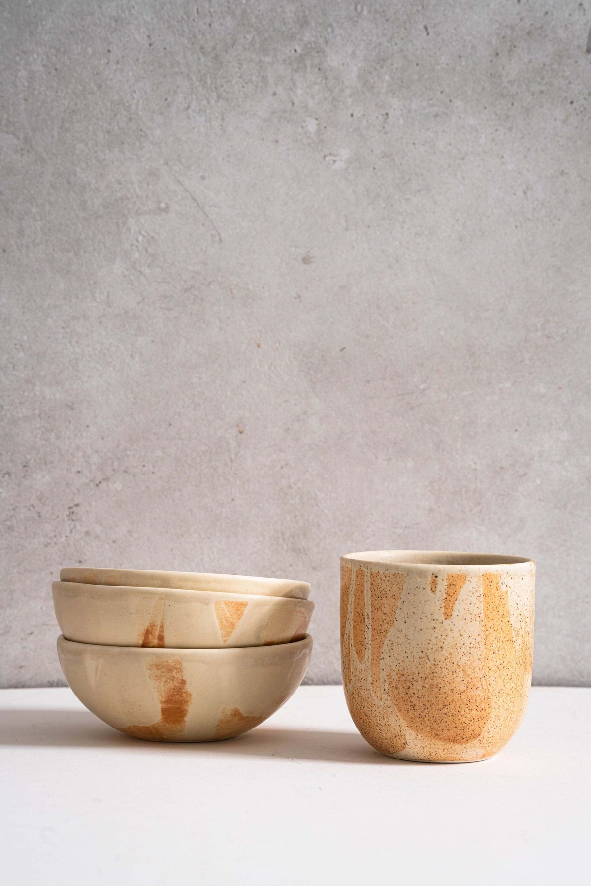 Beige Matte Stoneware Bowl, view 7