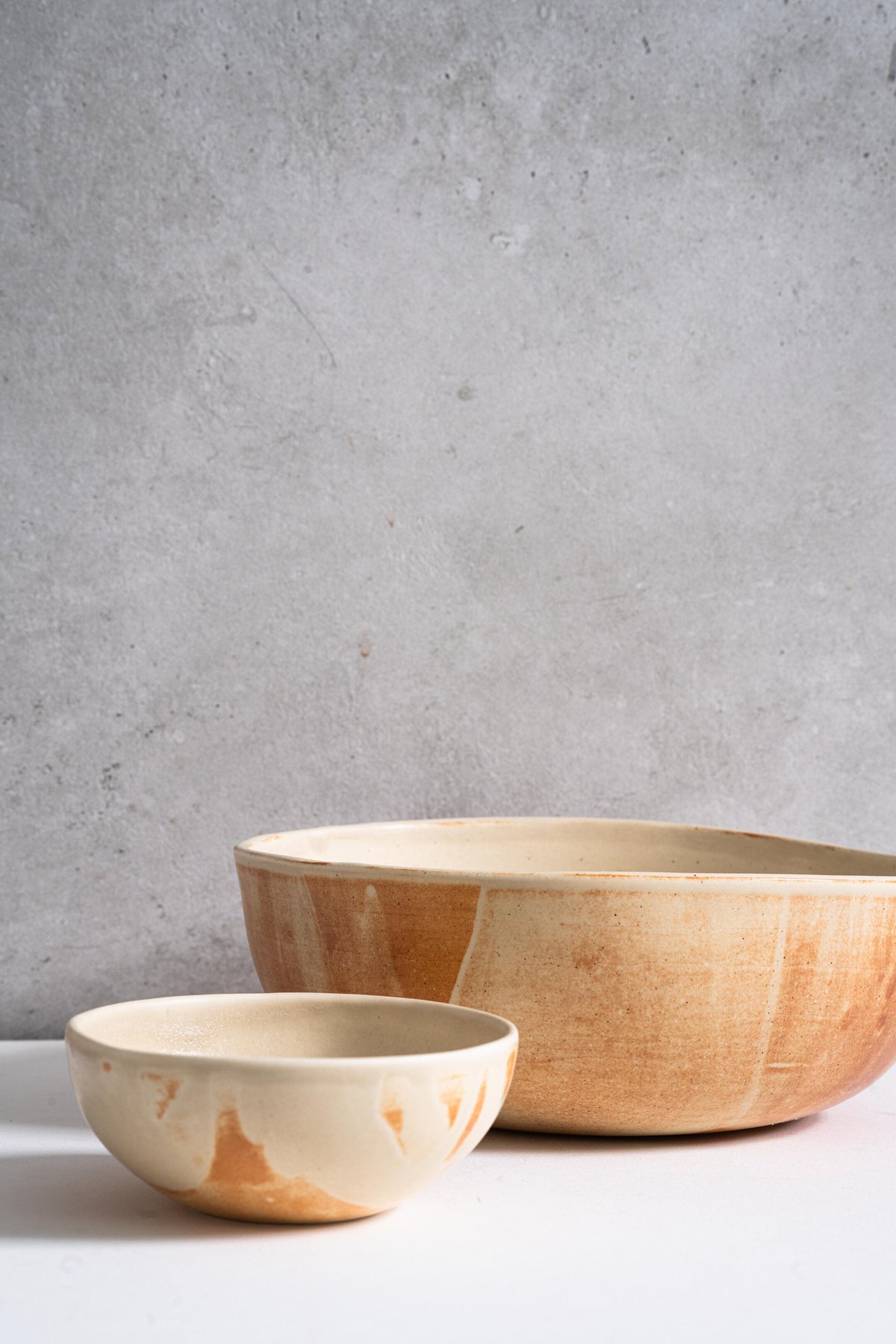 Beige Matte Salad Serving Bowl