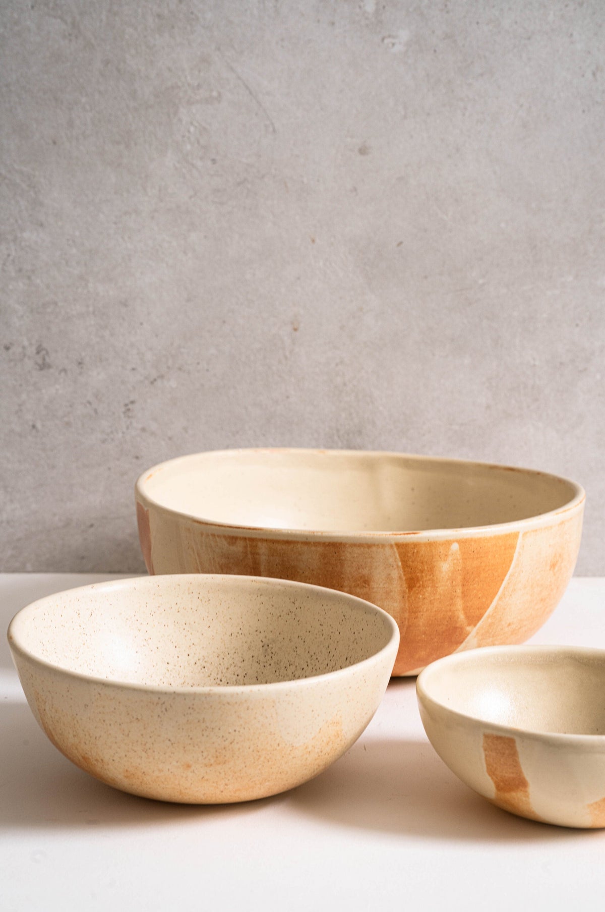Beige Matte Salad Serving Bowl, view 5