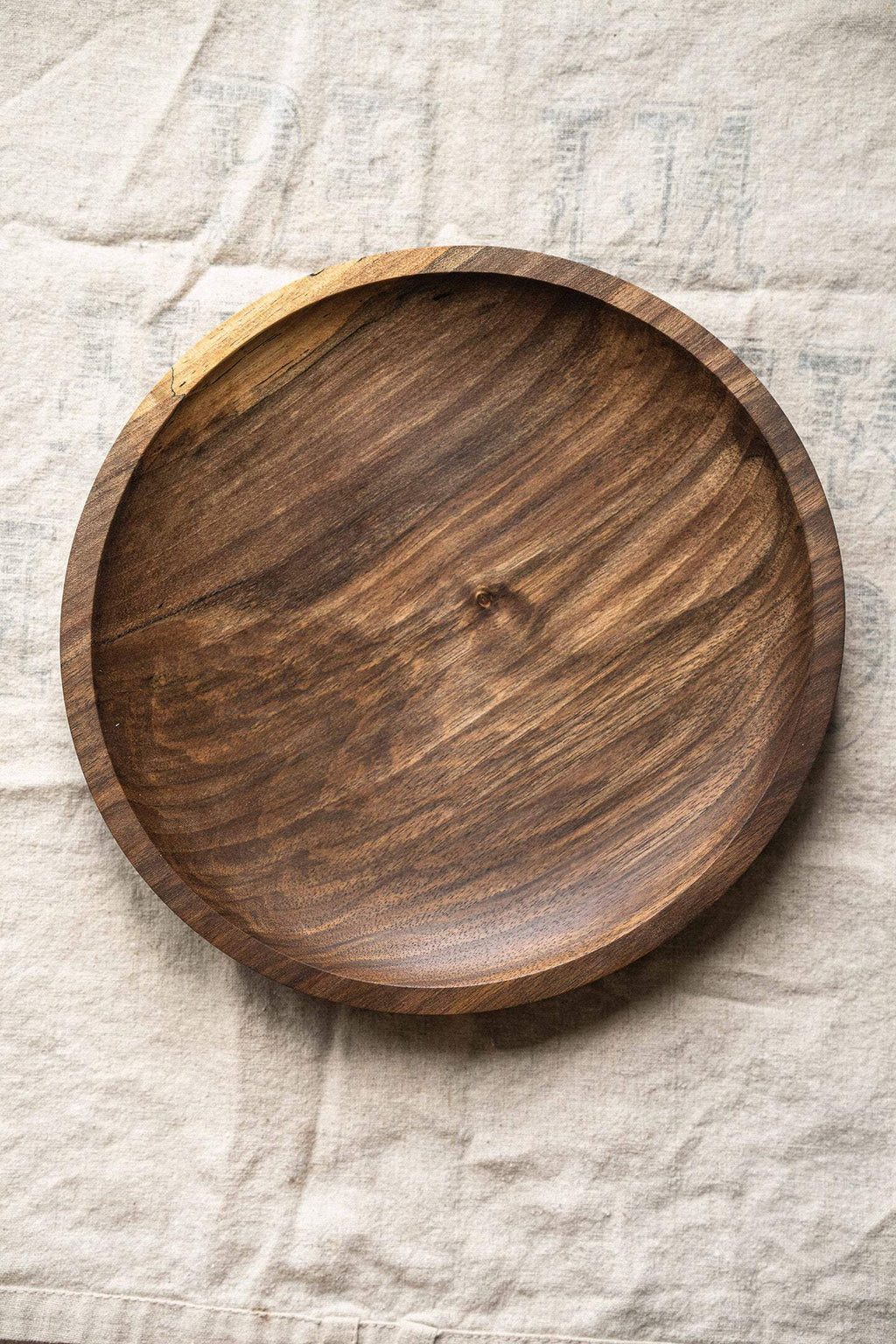 Hand-Carved Walnut Plate, detail view