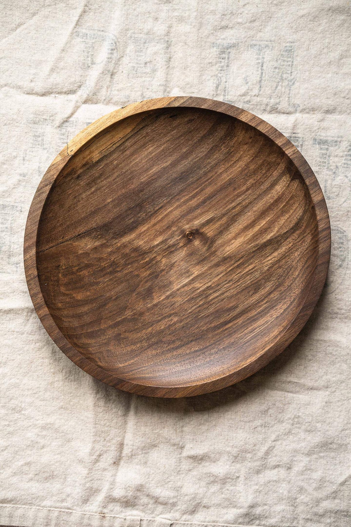 Hand-Carved Walnut Plate, detail view
