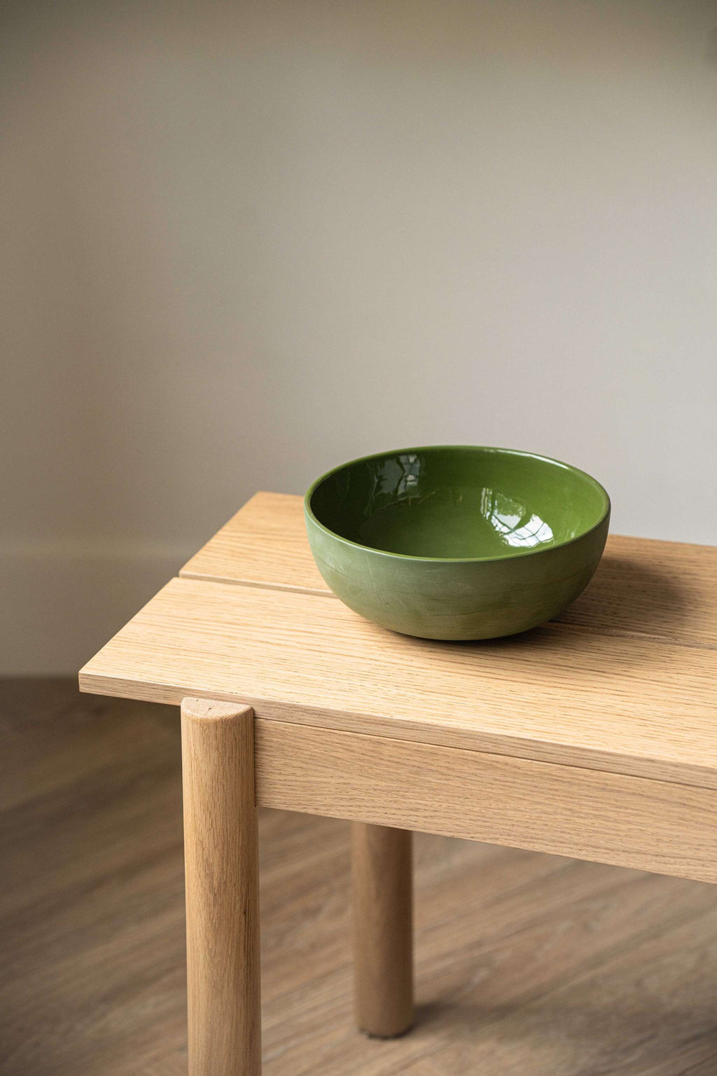 Handmade Porcelain Salad Bowl, Green