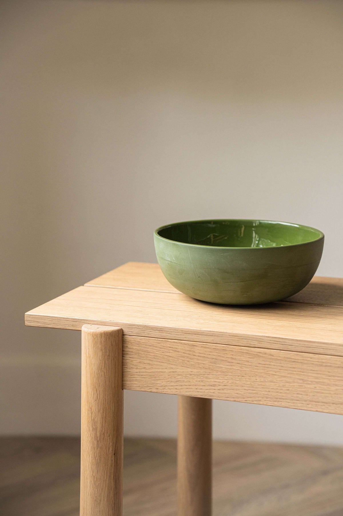 Handmade Porcelain Salad Bowl, Green, alternate view