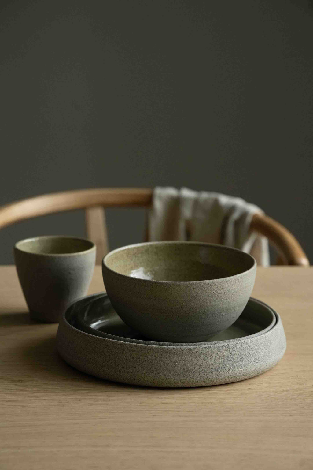 Concrete Stoneware Dinner Set, detail view
