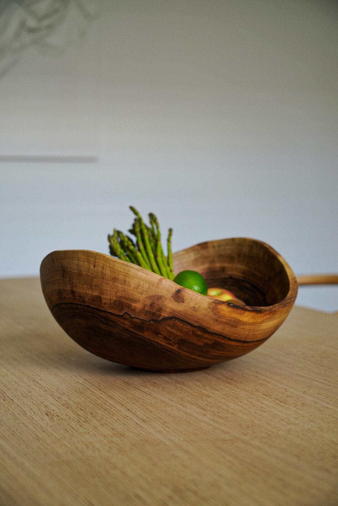 Hand-Carved Walnut Bowl, Extra Large, detail view