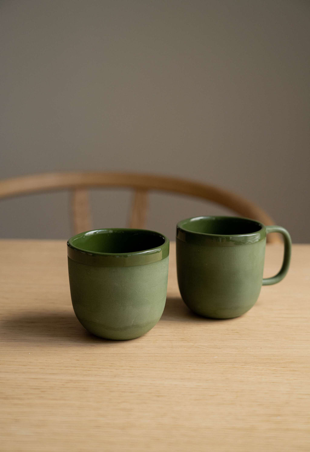 Handmade Porcelain Coffee Mug, Green, another angle