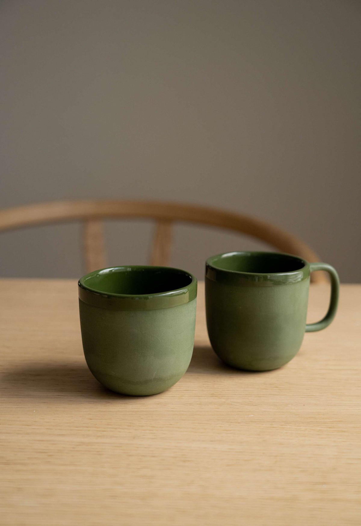 Handmade Porcelain Coffee Mug, Green, another angle
