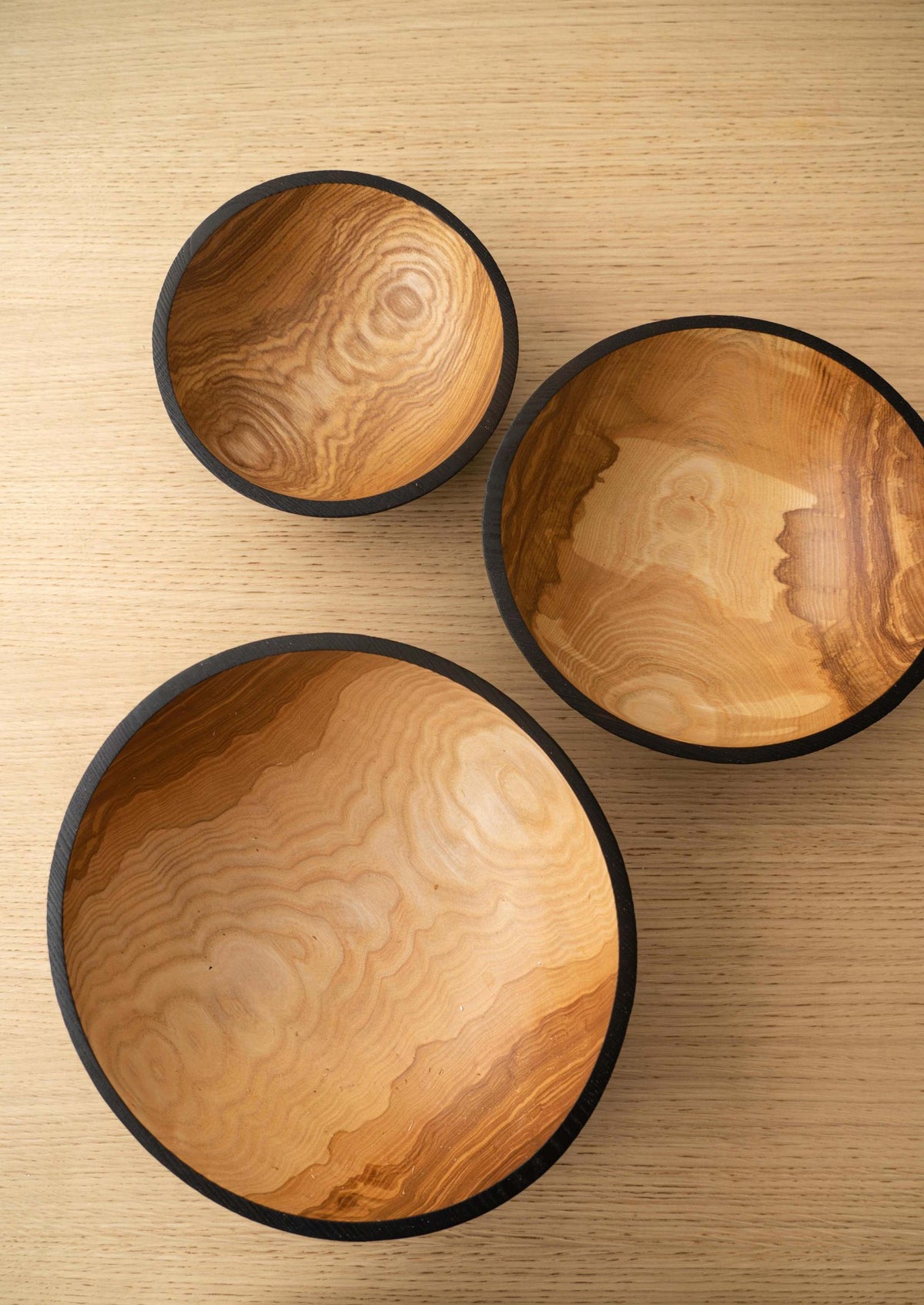 Half-Charred Ash Nesting Bowl Set of 3