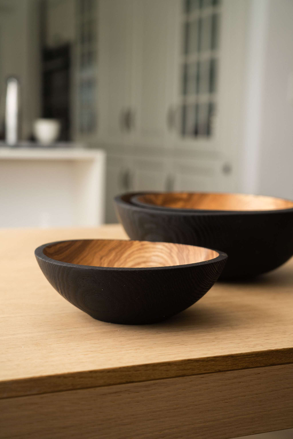 Half-Charred Ash Nesting Bowl Set of 3, detail view