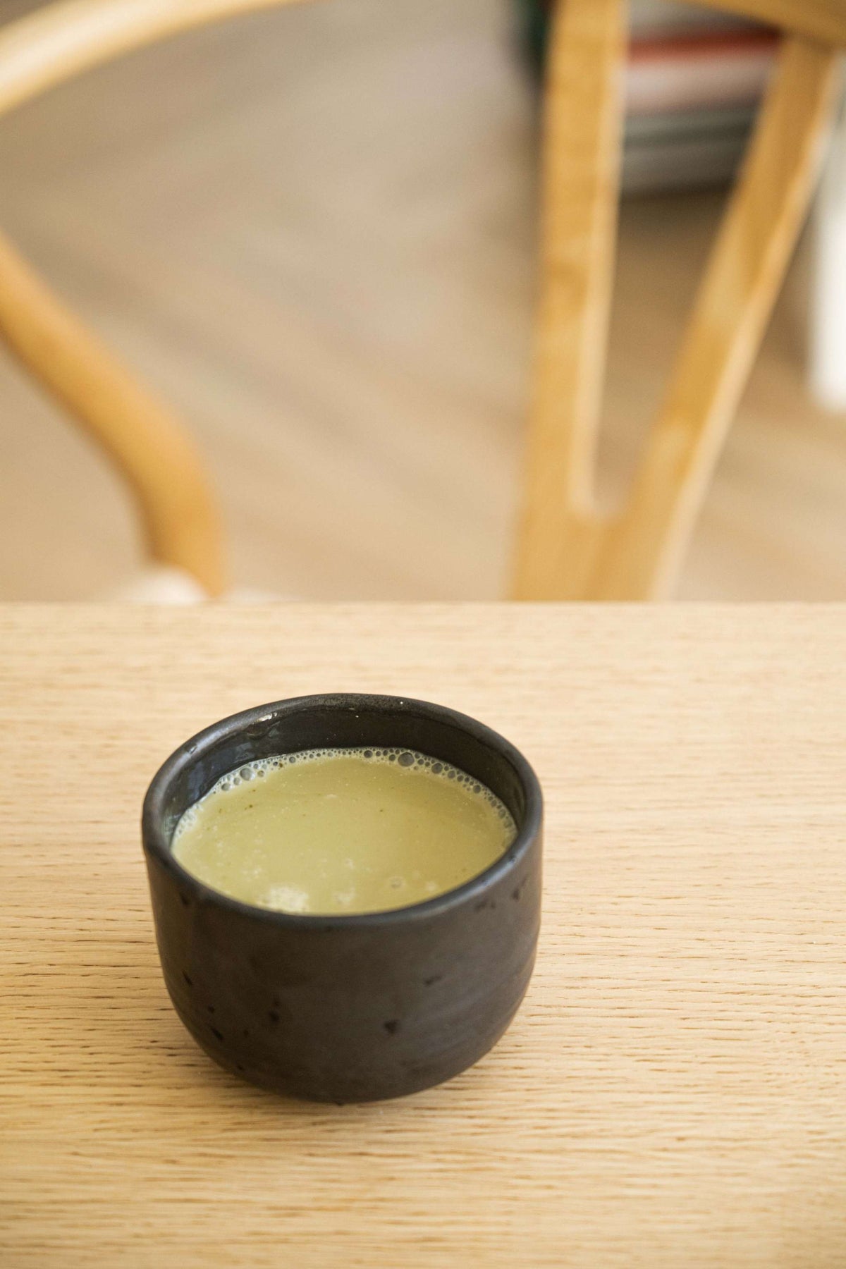Black Stoneware Matcha Bowl, alternate view