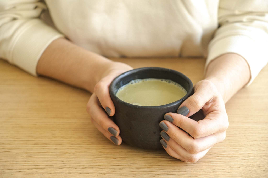 Black Stoneware Matcha Bowl, detail view