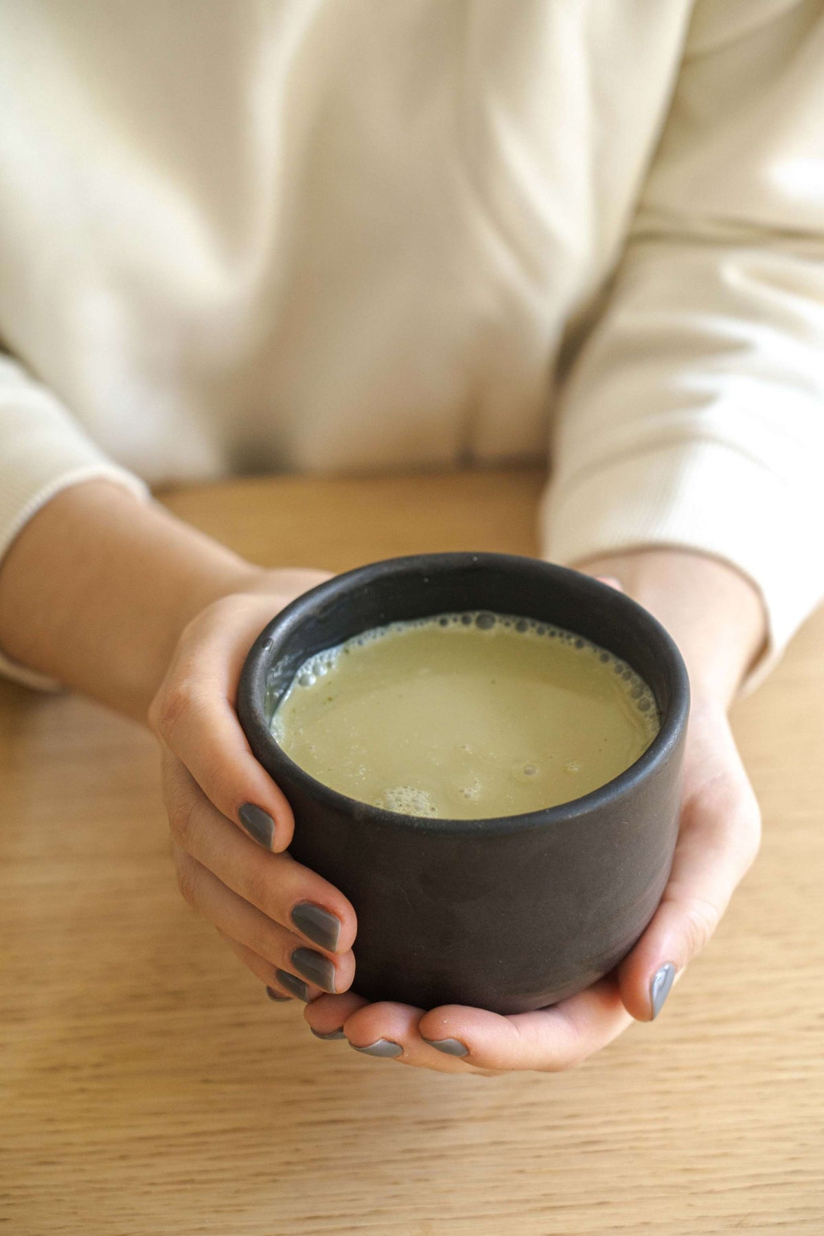 Black Stoneware Matcha Bowl, another angle
