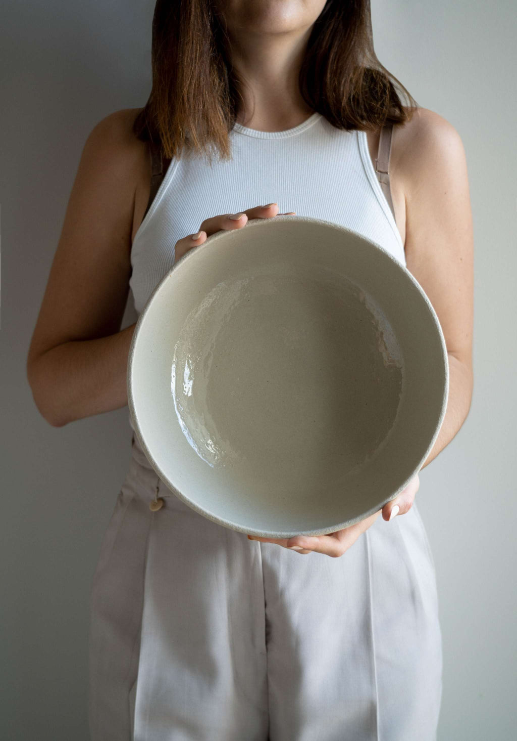 Exposed Clay Fruit Bowl, Transparent Glaze, alternate view