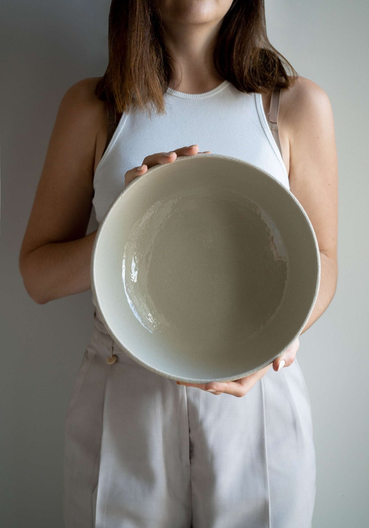 Exposed Clay Fruit Bowl, Transparent Glaze, alternate view