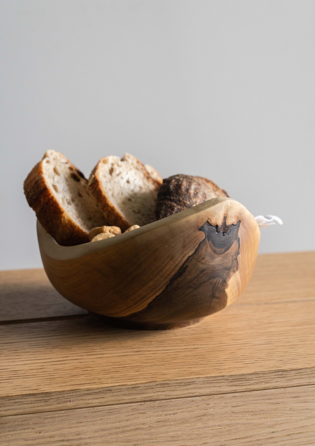 Hand-Carved Walnut Bowl, Small, detail view