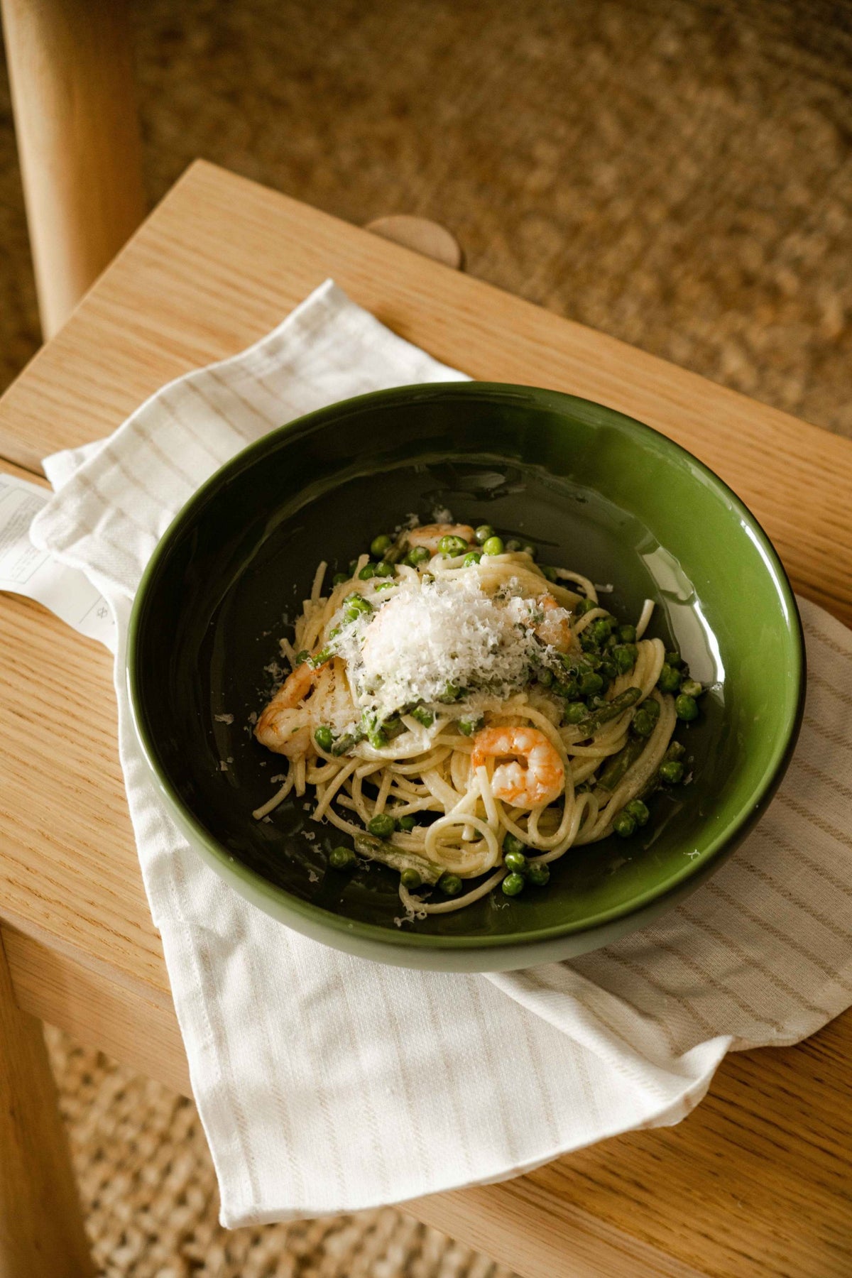 Handmade Porcelain Pasta Bowl, Green