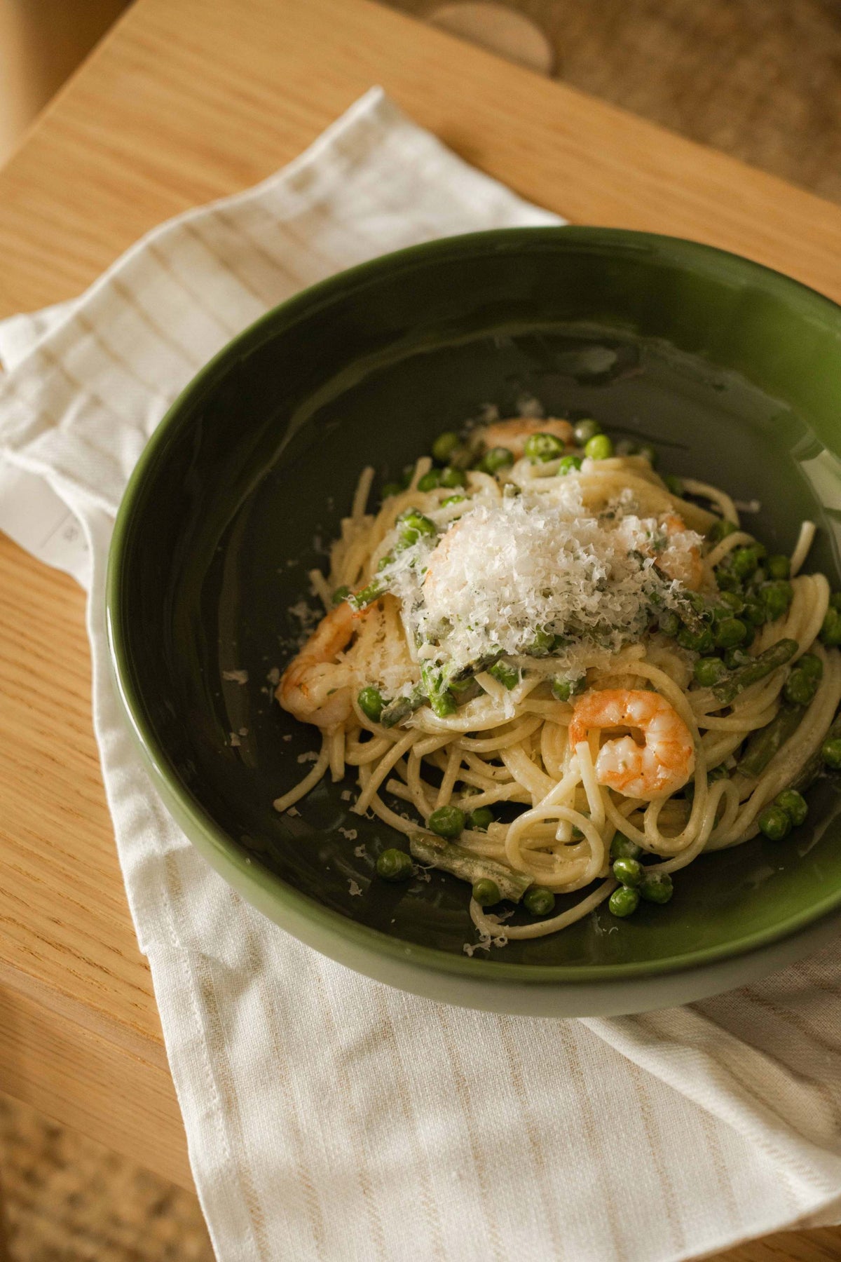 Handmade Porcelain Pasta Bowl, Green, alternate view