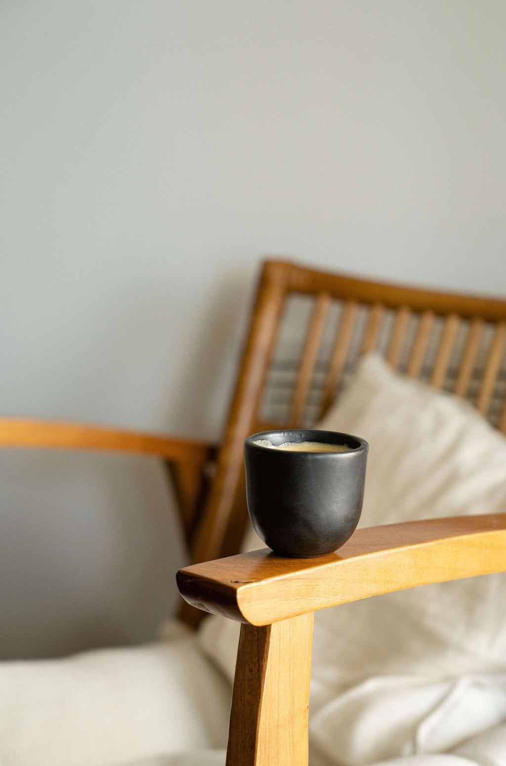 Black Matte Stoneware Espresso Cup, another angle