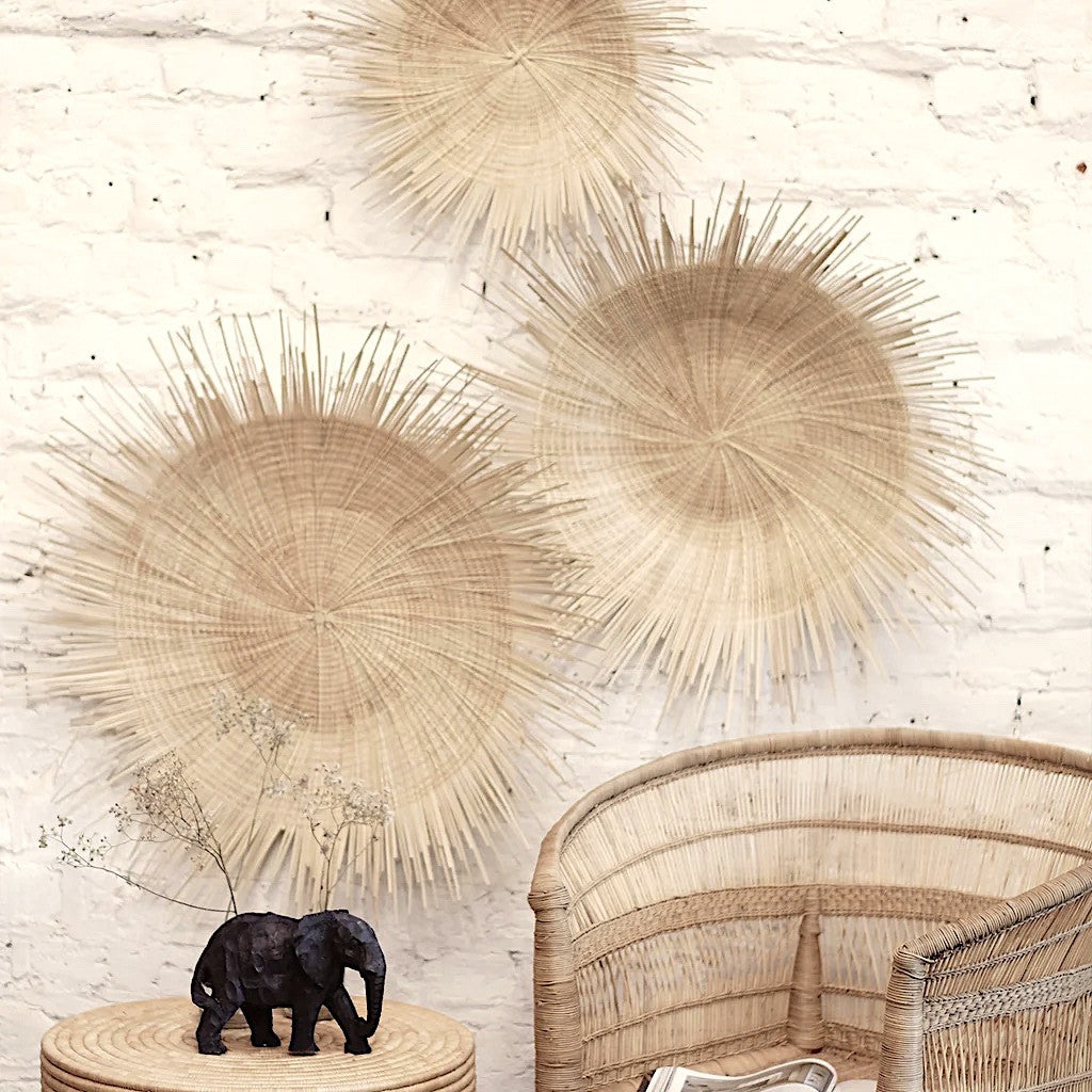 Natural Sunburst Woven Wall Hanging, 30 in, detail view