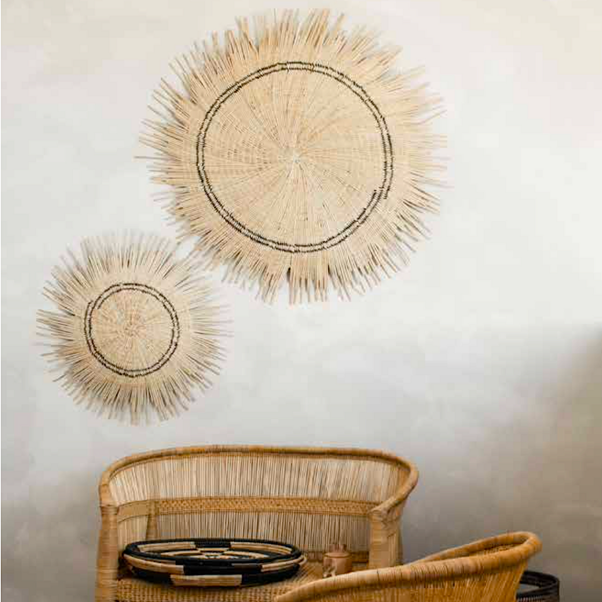 Natural Sun Circle Woven Wall Hanging, 36 in