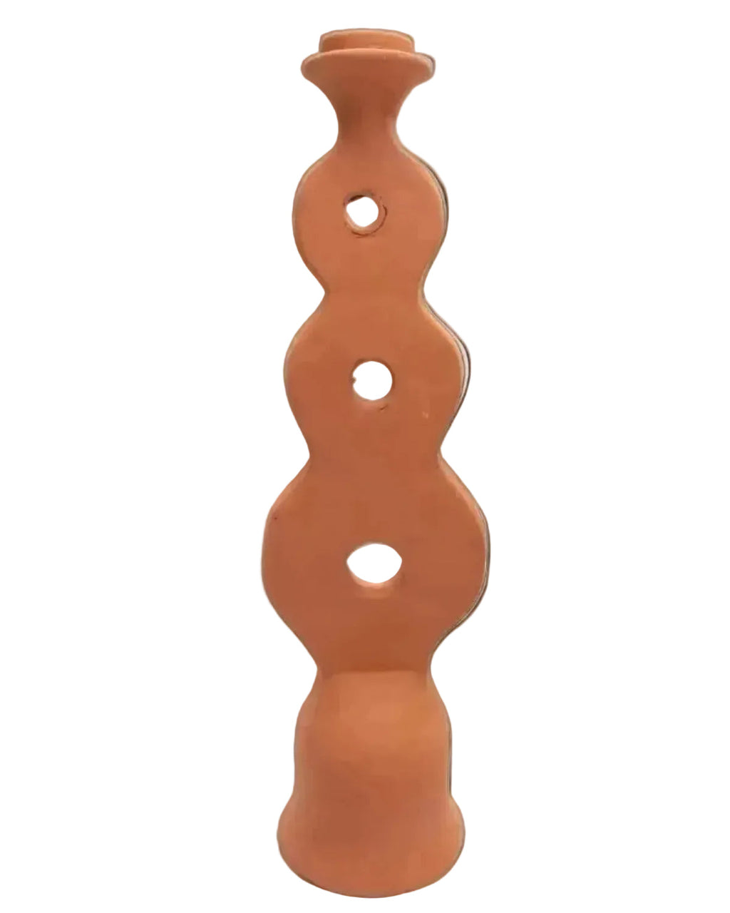 Sculptural Raw Terracotta Candle Holder