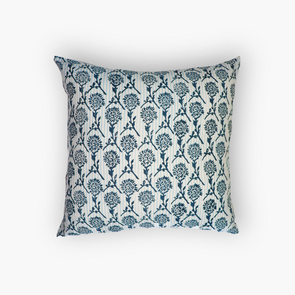 Nikhar Pure Linen Throw Pillow Cover, Azure Blue