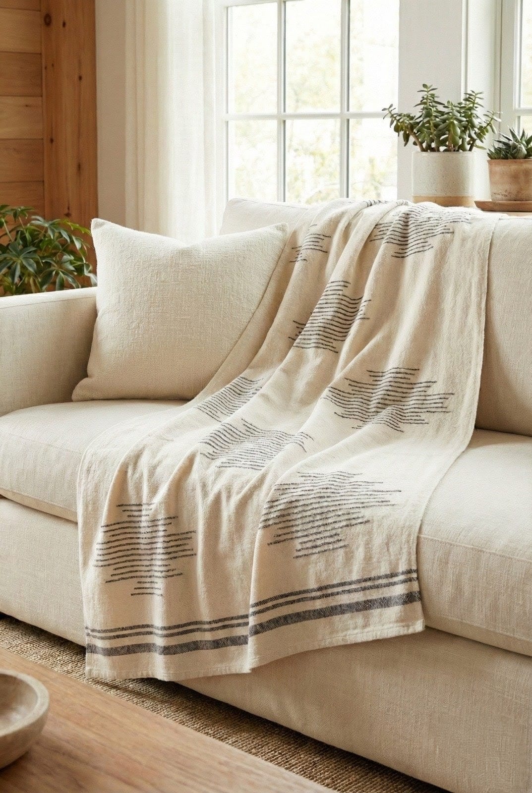 Miska Superfine Alpaca Throw, Ink and Ivory Horizon