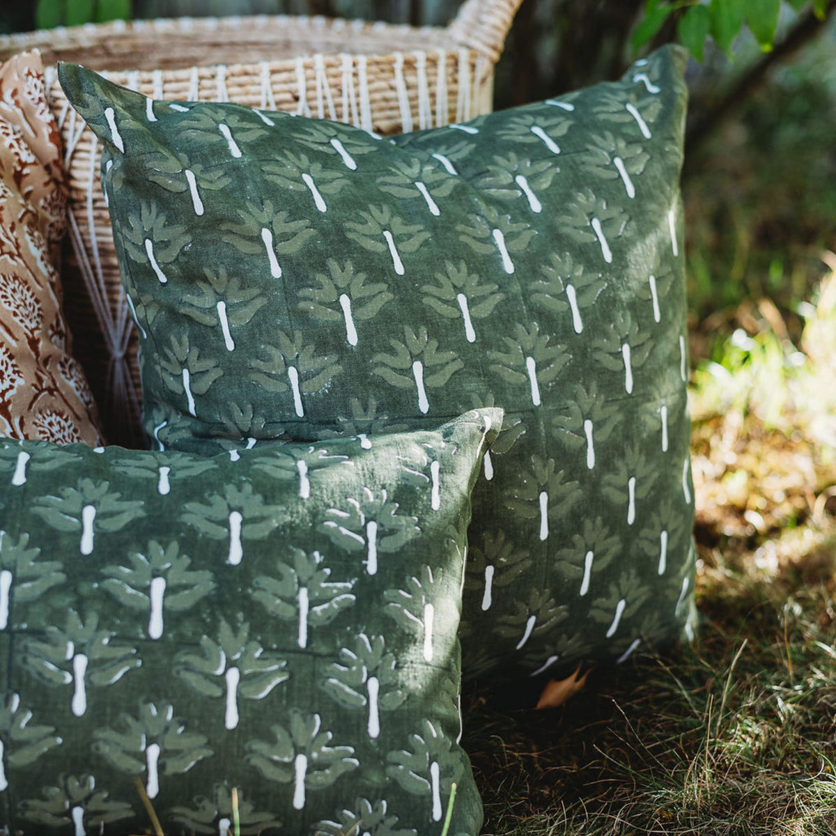 Zeenat Throw Pillow Cover, Chive, alternate view