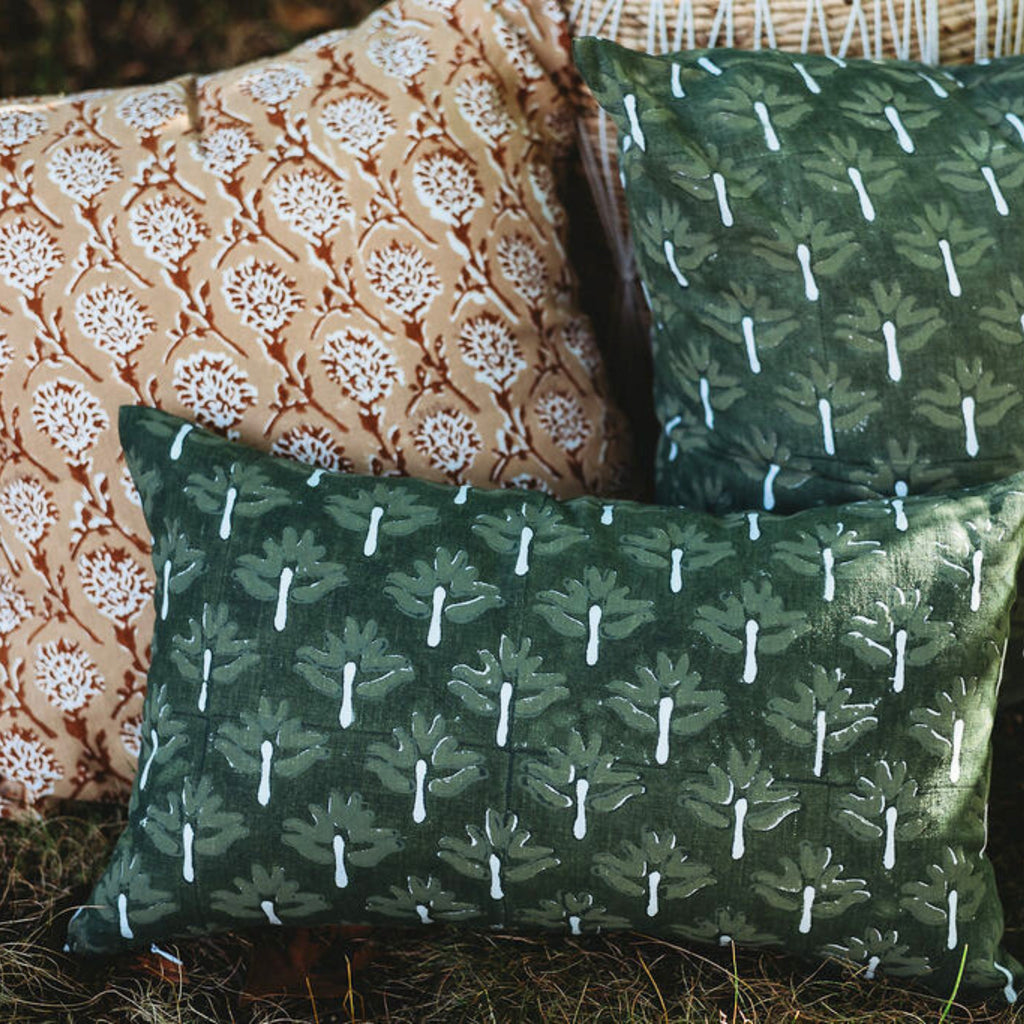 Zeenat Lumbar Pillow Cover, Chive, alternate view