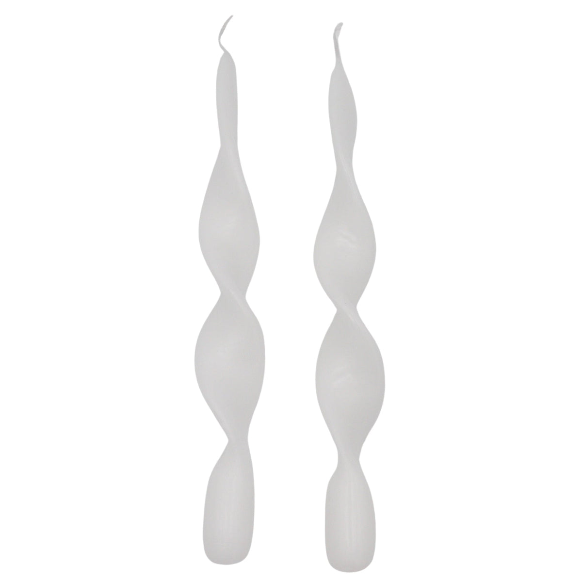 White Cotton Swirl Taper Candles, Pair, alternate view
