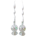 White Cotton Swirl Taper Candles, Pair