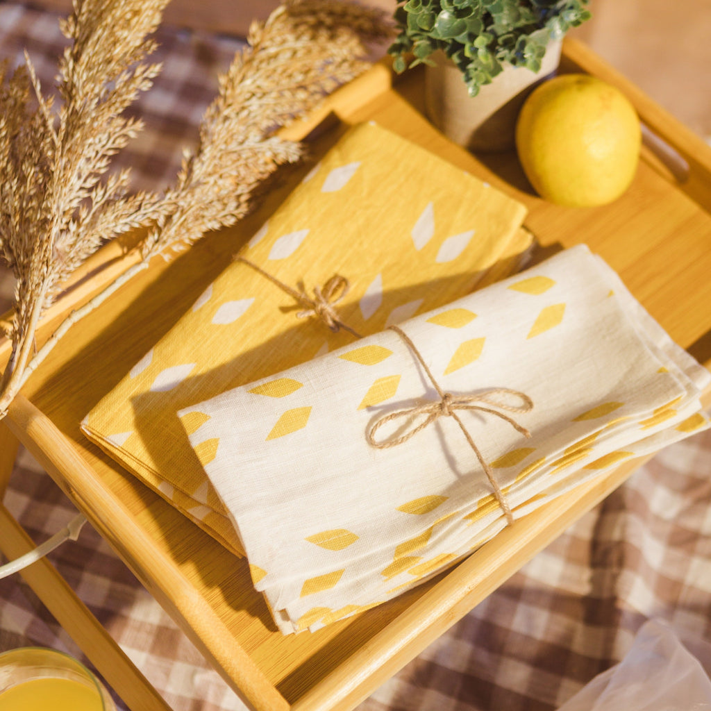 Terra Pure Linen Napkins, White Mustard, Set of 2, alternate view